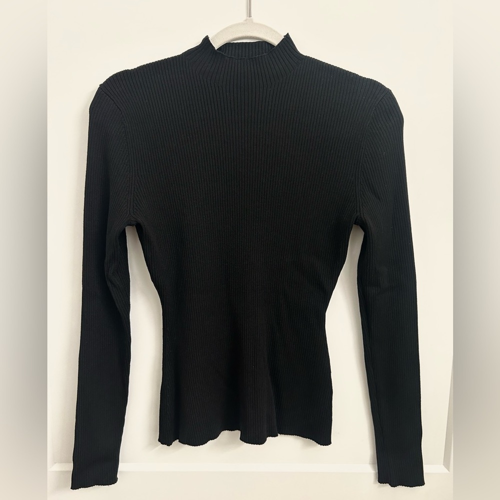 H&M Black Ribbed Turtleneck Long Sleeve Top